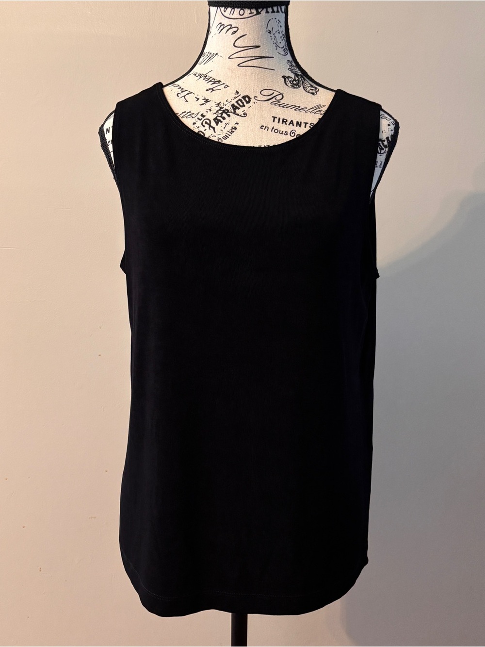 Chico's Black Scoop Neck Sleeveless Tank ~ Size 2 Petite ~ Classic, Chic, Dressy